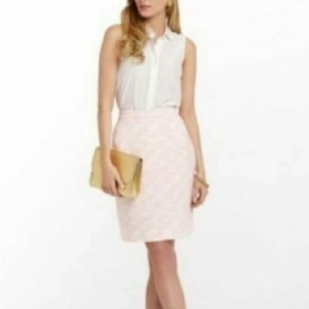 Lilly Pulitzer Gerbera Sparkle Pink Lurex Boucle Pencil Skirt - Sized 2 Lined - Picture 2 of 3